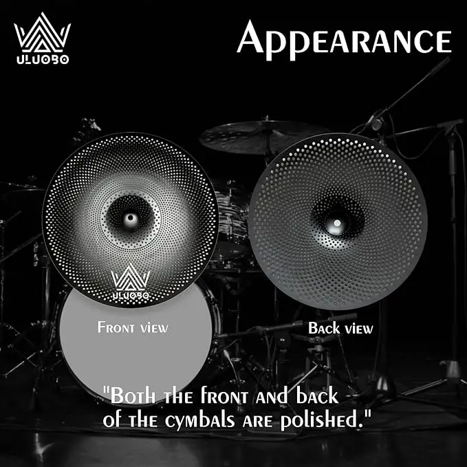 Low Volume Cymbal Pack, Silent Cymbals, Quiet Cymbals Set for Drummer Practice, 6/8/10''Spalsh+14''Hihat+16"Crash+18''Crash+18''