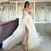 LORIE Organza Off The Shoulder Wedding Dress A Line Long Sleeve Lace Side Split Bride Dresses Elegant Wedding Gowns Customized 1
