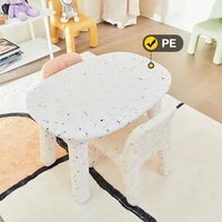 Kids Study Table And Chairs Set Backrest Cute Low Stool Small Kindergarten Outdoor Plastic Strong Durable Table Furniture Set 2