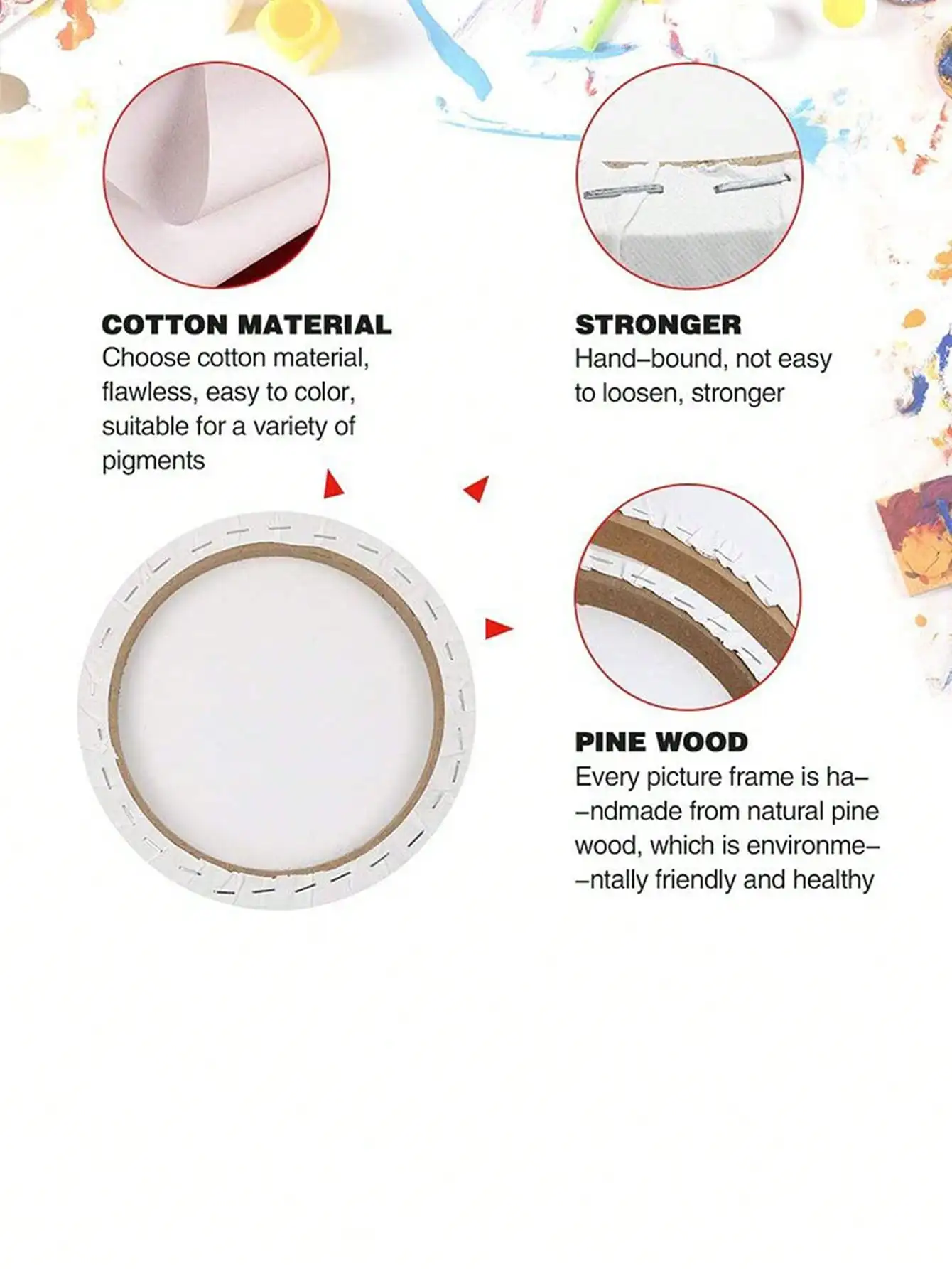 1pcs Round Stretched Canvas Board for Painting Acrylic Pouring