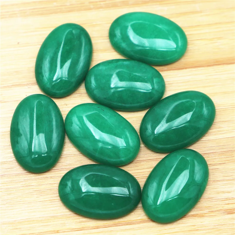 Hot 30x20mm Natural Stone Oval Malay Jade CAB Cabochon Setting Beads Fit Jewelry Making Supplies 12Pcs Wholesale Free Shipping