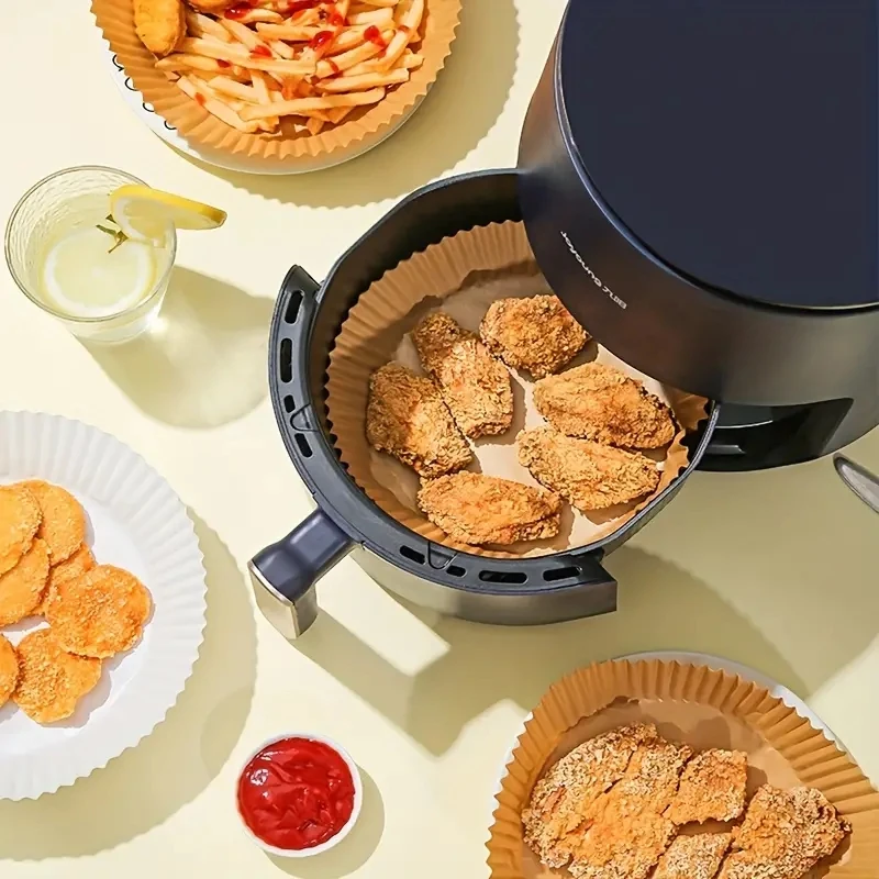 Air Fryer 50/100PCS Disposable Paper Liner Non Stick Special Round Size Baking Papers Cooking/Steaming Kitchen Accessories