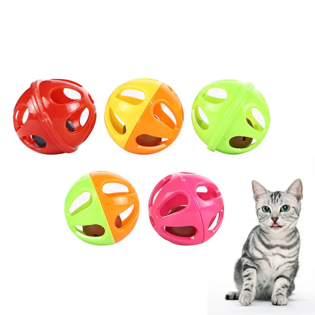 

50pcs Funny Cat Hollow-out Ball Toys Cat Playing Teaser Creative 2 Colors Bell Ball Toy (Random Color)
