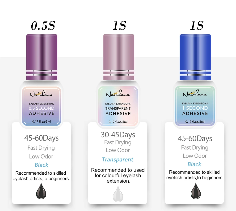 NATUHANA False Eyelash Glue Waterproof Eye Lash Cosmetic Tools False Eyelashes Adhesive Clear-white Dark-Black Makeup Tools 6
