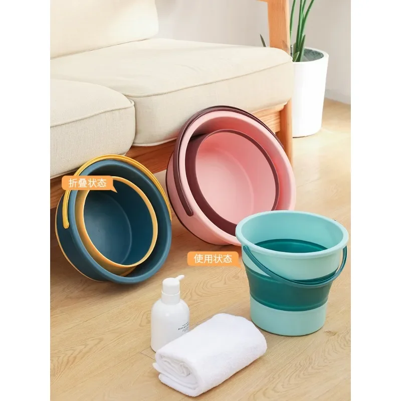 

Silicone Bucket for Fishing Promotion Folding Bucket Car Wash Outdoor Fishing Supplies Square Bathroom Kitchen Camp Bucket