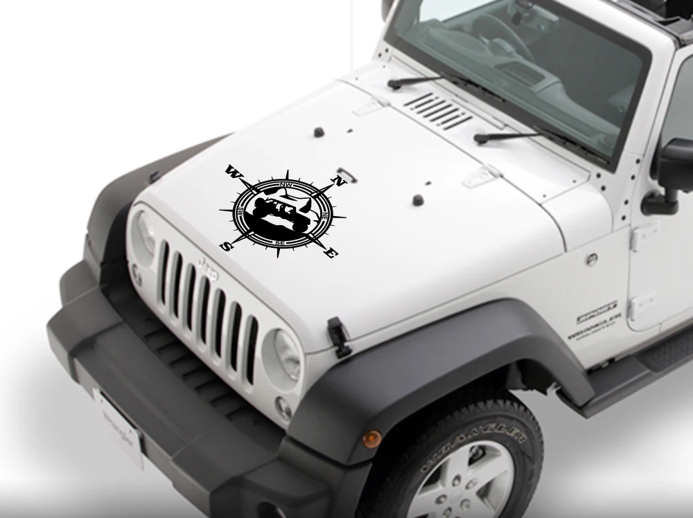 Für Jeep Wrangler JK JL TJ YJ Motorhaube Abdeckung Motor Kompass Grafiken Styling Dekor Aufkleber Vinyl Aufkleber Auto Tuning Zubehör – Detail 1