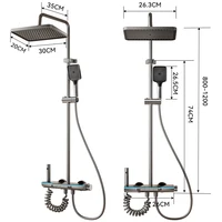 Grey Shower Set Ambient Light Showers System Set  Digital Display Piano Button With Bathroom Faucets Shower Head 5