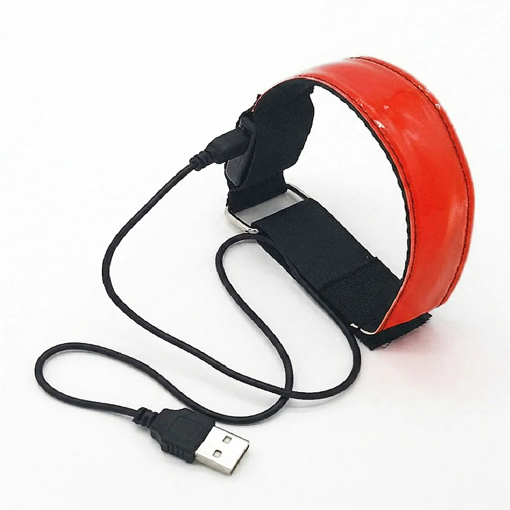 야간 달리기용 발광 암밴드 USB 충전식 야외 안전 스트랩 팔/다리 경고용 손목밴드 사이클링 캠핑 하이킹 라이트