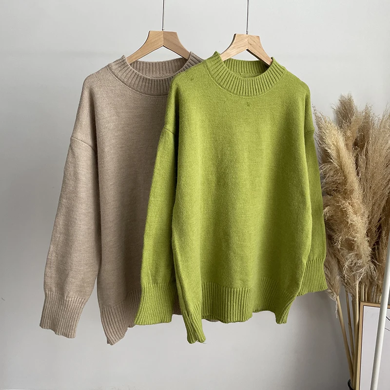 WYWM Winter Warm Knitted Cashmere Sweaters Women Autumn Loose Solid Basic Pullovers Ladies Soft Casual Outwear Female Jumpers