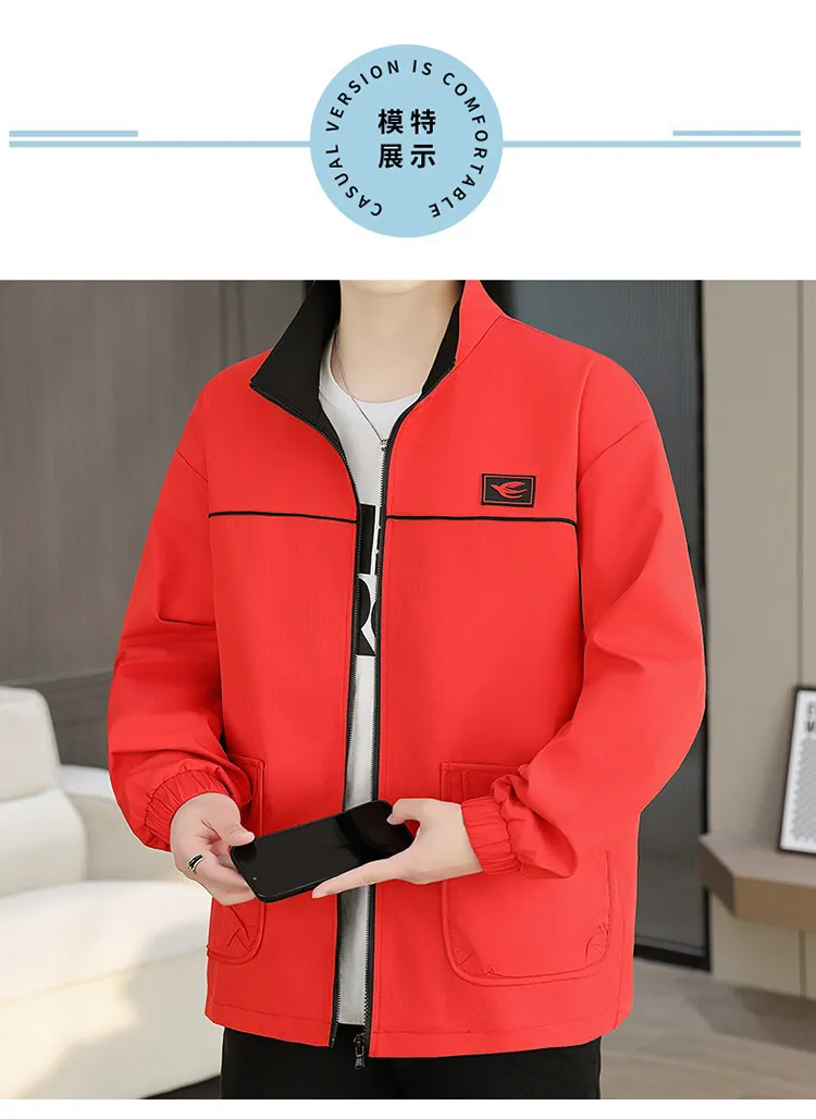 Hochwertige Herren-Freizeitjacken 2026 Frühling Herbst Einfarbige Lockere Mäntel Streetwear Winddichte Oberbekleidung Übergröße 4XL – Detail 9