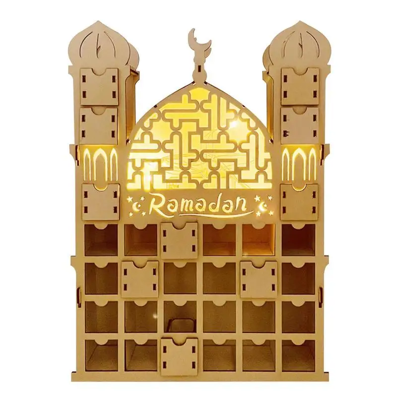 

Календарь Рамадан с обратным отсчетом, украшение «сделай сам» Eid Mubarak, деревянный ящик, украшение для дома