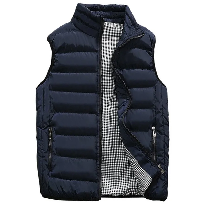 

Casual Vest Men Autumn Winter Sleeveless Jackets Thick Vests Fashion Coats Chalecos Male Warm Cotton-Padded Waistcoat 5XL Gilet