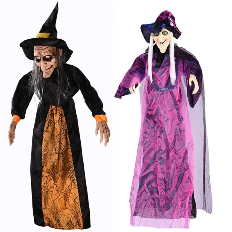 

Halloween Decoration Witch Glowing Sound Toys Voice Control Props Electric Hanging Ghost Horror Arrangement Supplies