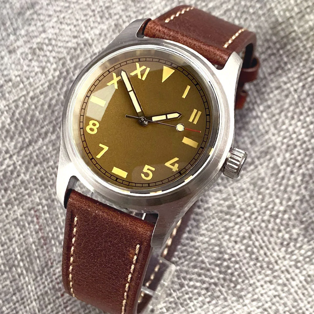 36Mm Diver Vintage Classic Waterpoof Men Watch Steel 20Bar California Pilot Orologio Da Polso Sapphire Diy Logo Coffe Sport Clock