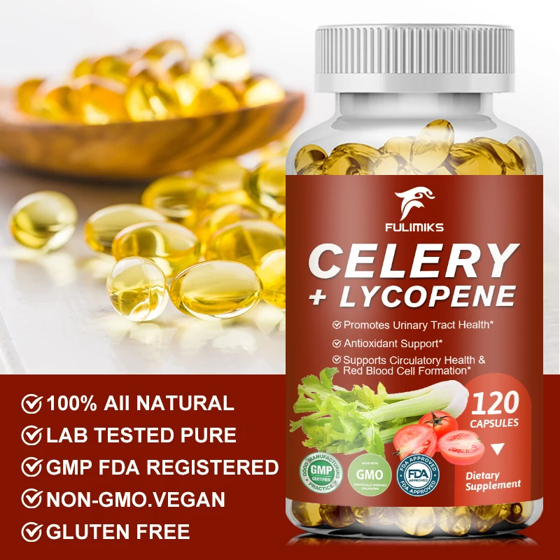 Celery Seed & Lycopene Capsules, Powerful Antioxidant for Advanced Uric Acid Cleanse & Joint Support, Support Physical Health images - 6