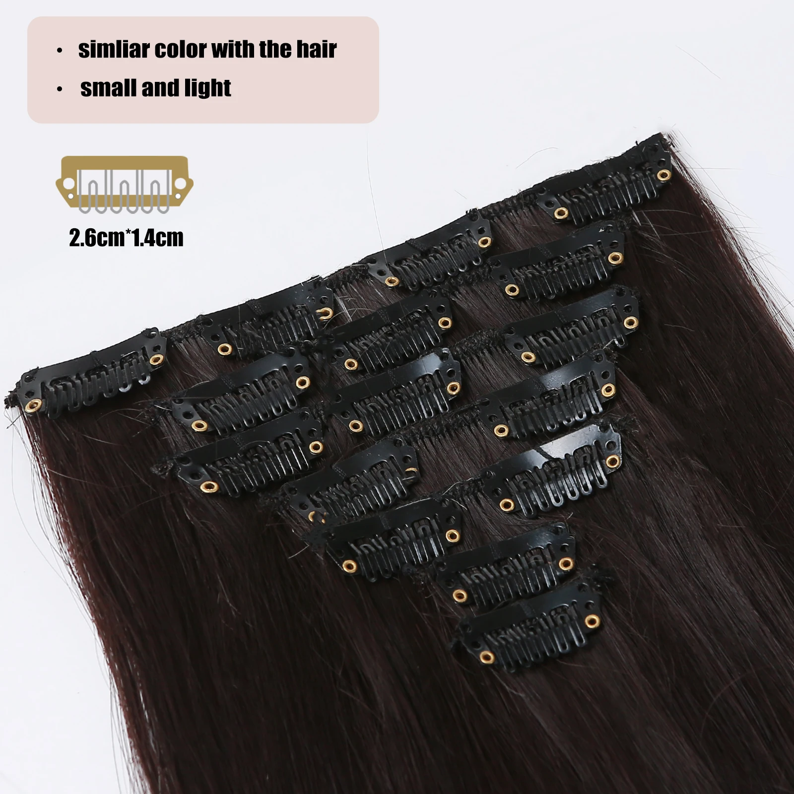 HAIRCUBE Synthetic Hair Clip In Long Straight Thick Hairpieces Black Brown Ombre Hair Extensions Heat Resistant Fiber For Women