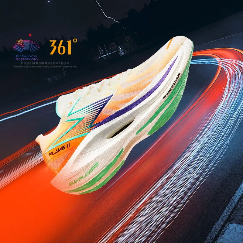 361 Degrees Flame 2.0 Men Carbon Plate Running Shoes Marathon Shock