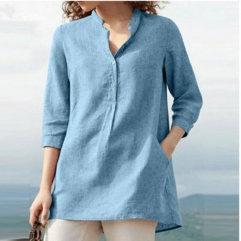 

Spring Shirts for Women Best Seller Women Clothing Tees Cotton Linen Tops Solid Casual Streetwear Fashion Clothes Autumn 2023