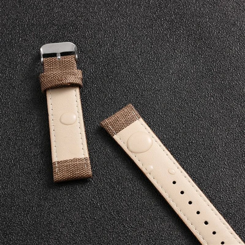 Denim Leather Watch Strap For women and men Nylon Replacement Watch Band Woven Pattern Soft Canvas Leather Strap High Quality