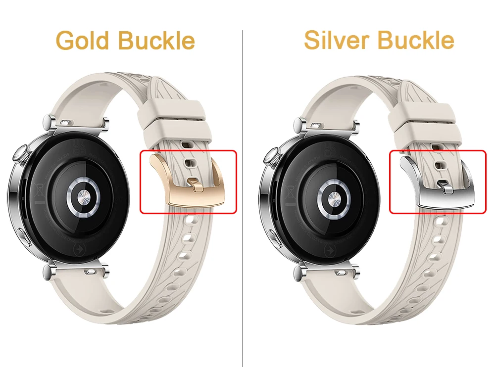 Elegant 18mm Two-Tone Classic Buckle Bracelet Strap in Silver/Gold