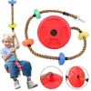 Kids Fitness Climbing Rope With Platforms And Disc Swing Seat Set Outdoor Swing Set Garden Toy Playground Accessories 1