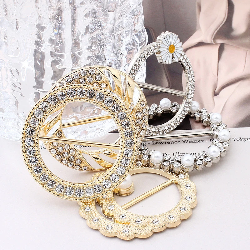 T-shirt Clip 5pcs, 5 Styles Pearls Scarf Ring Clips Buckle, Clothes Corner  Knotted Button,decorative Silk Scarf Tie Ring