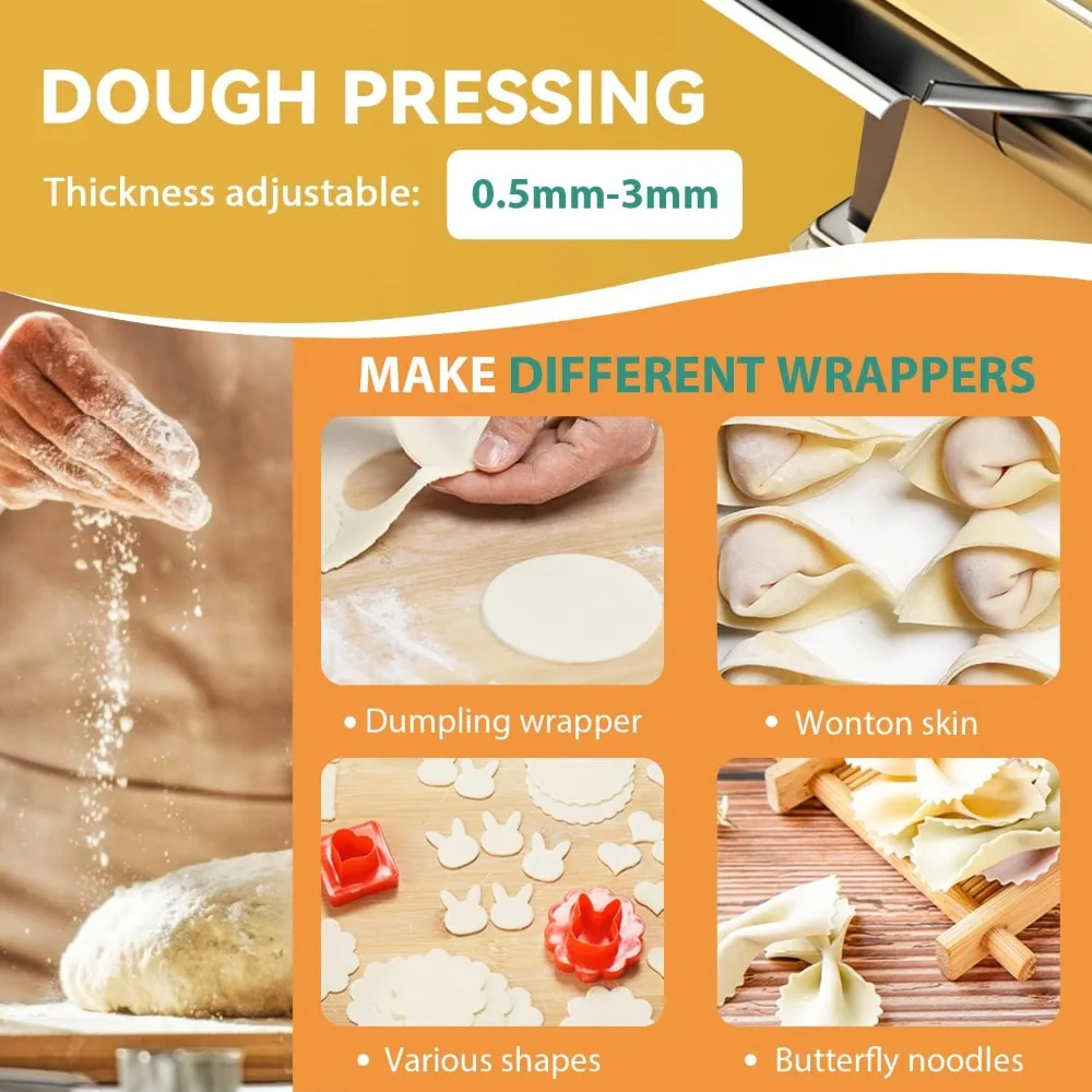 Electric Family Pasta Maker Machine Noodle Maker Pasta Dough Spaghetti Roller Pressing Machine Stainless Steel 135W for Home Use 2