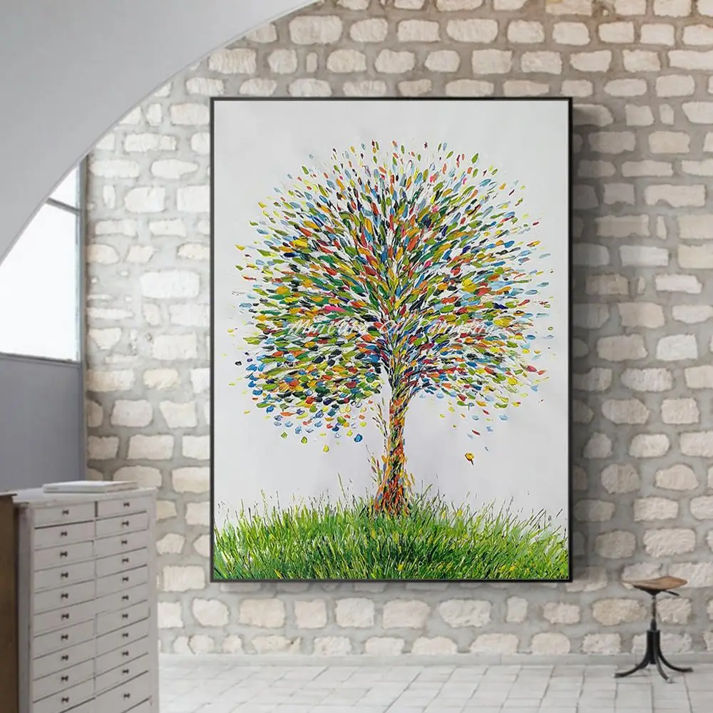 

Mintura Искусство Ручная роспись Толстая Текстура абстрактное дерево Масляные картины на холсте Современная Настенная картина для гостиной домашний декор