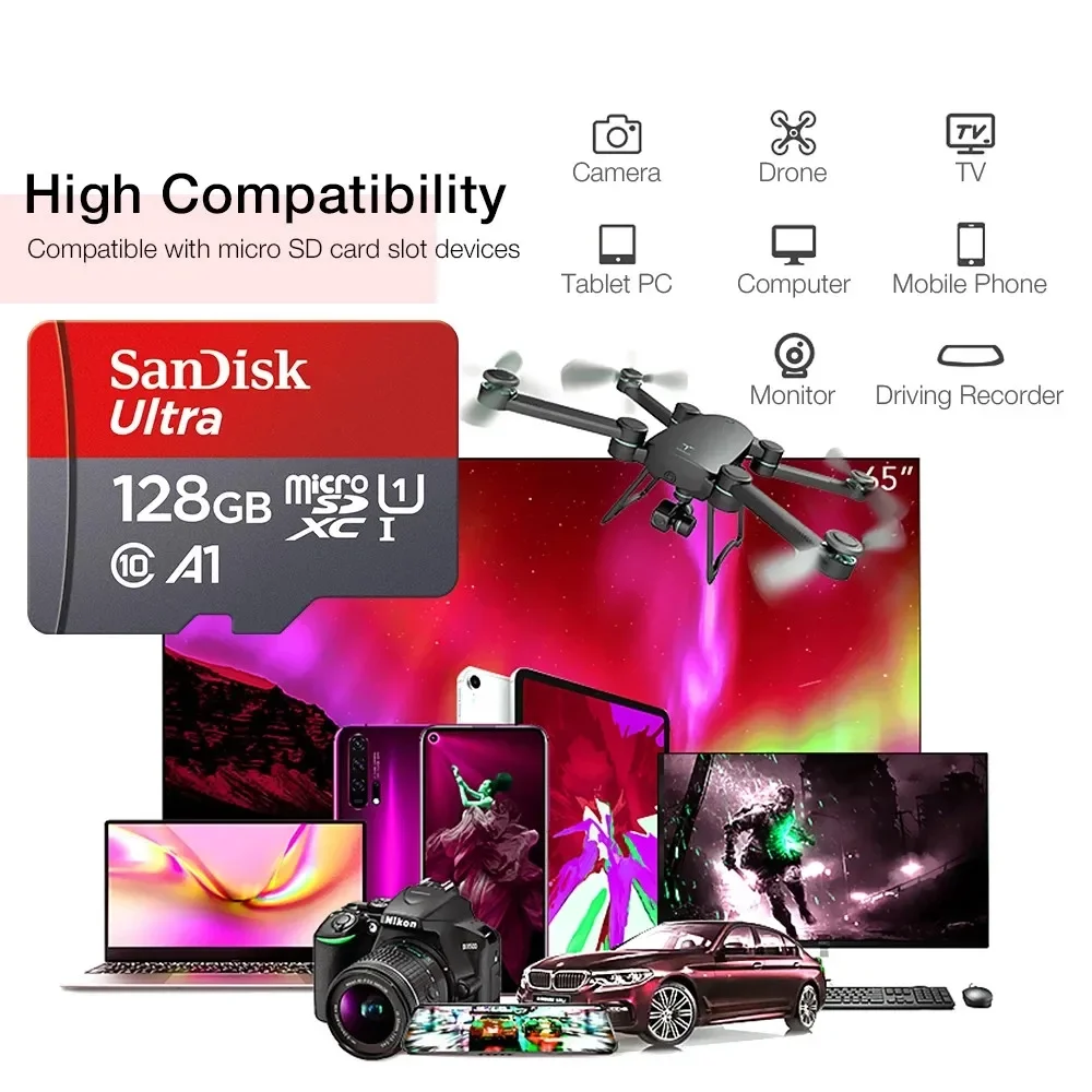 SanDisk DJI ο ũ SD ī, 256G ͽƮ  ũ SDXC A2 UHS-I 4K ޸ ī, 128G 512G 1TB Ʈ A1 U1 U3 C10 TF ī