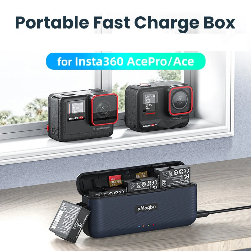 For Insta 360 Ace/Ace Pro Fast Battery Charger Box Fast Charging For Insta360 Ace Pro Camera Batteries Accessories