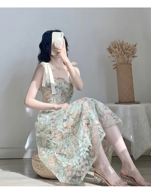 JSXDHK 2024 New French Vintage Summer Flower Dress Elegant