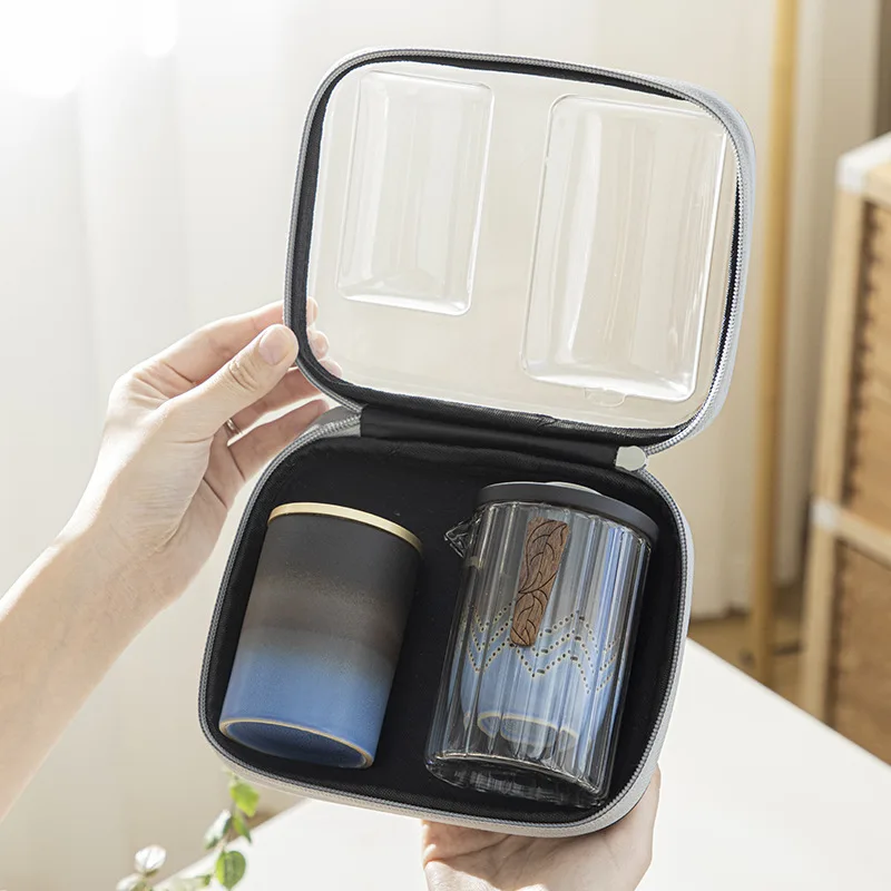 Ceramic Travel Kung Fu Portable Tea Set, Travel Express Cup, One Pot, 4 Cups, Car, Home, Office, Business Gifts, New