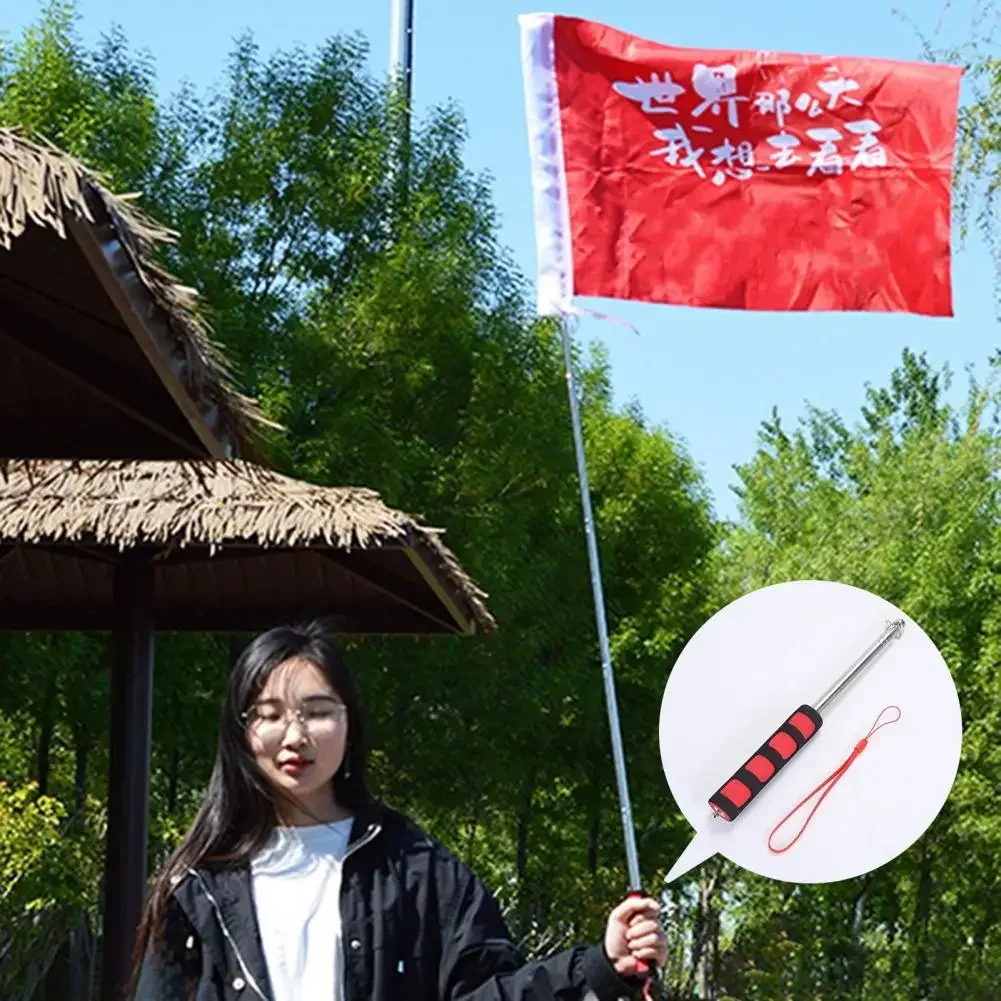 Sturdy Flag Pole Telescopic Flagpole Non-slip Handle Portable Handheld for Teaching Pointer Stick