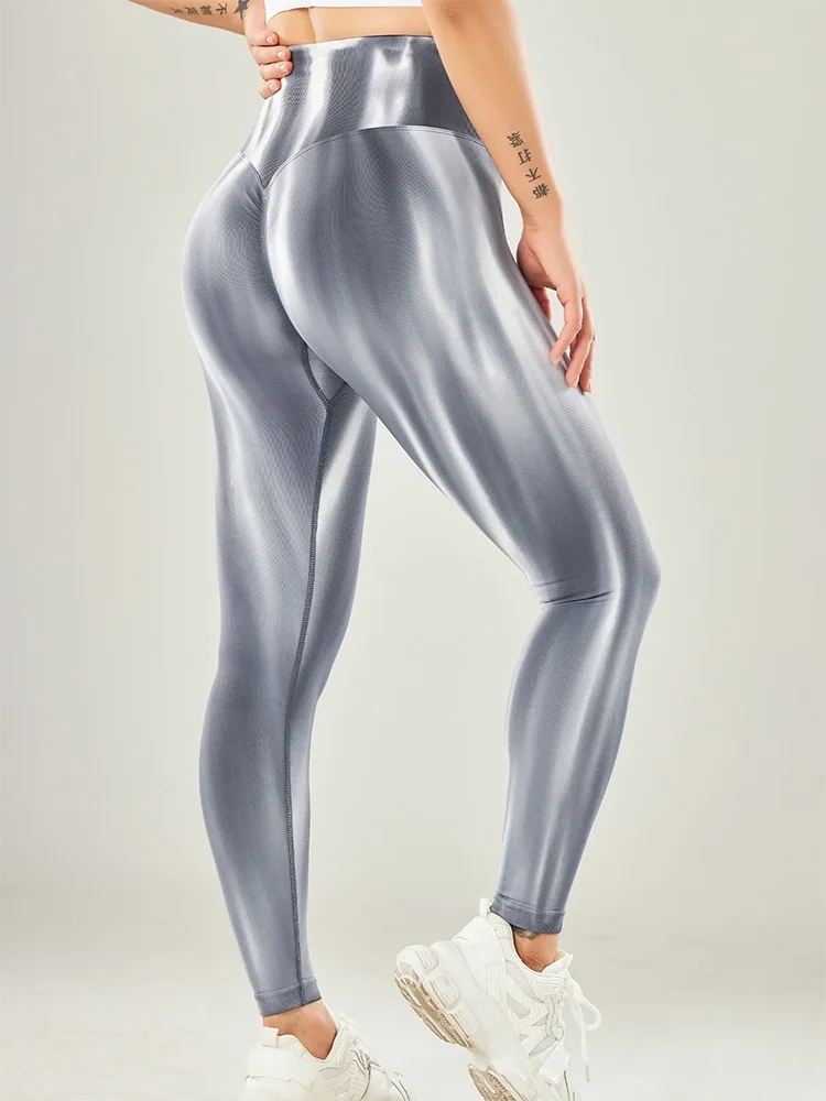 Women's High-Waisted Seamless Pants, Tie-Dye Aurora Seamless Pants, Peach Hip, Fitness Leggings, Breathable, Tight Yoga Pants