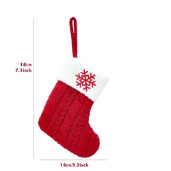 Festive Knit Snowflake Christmas Stockings - Holiday Decor Ornament Gift - Red (Snowflake)