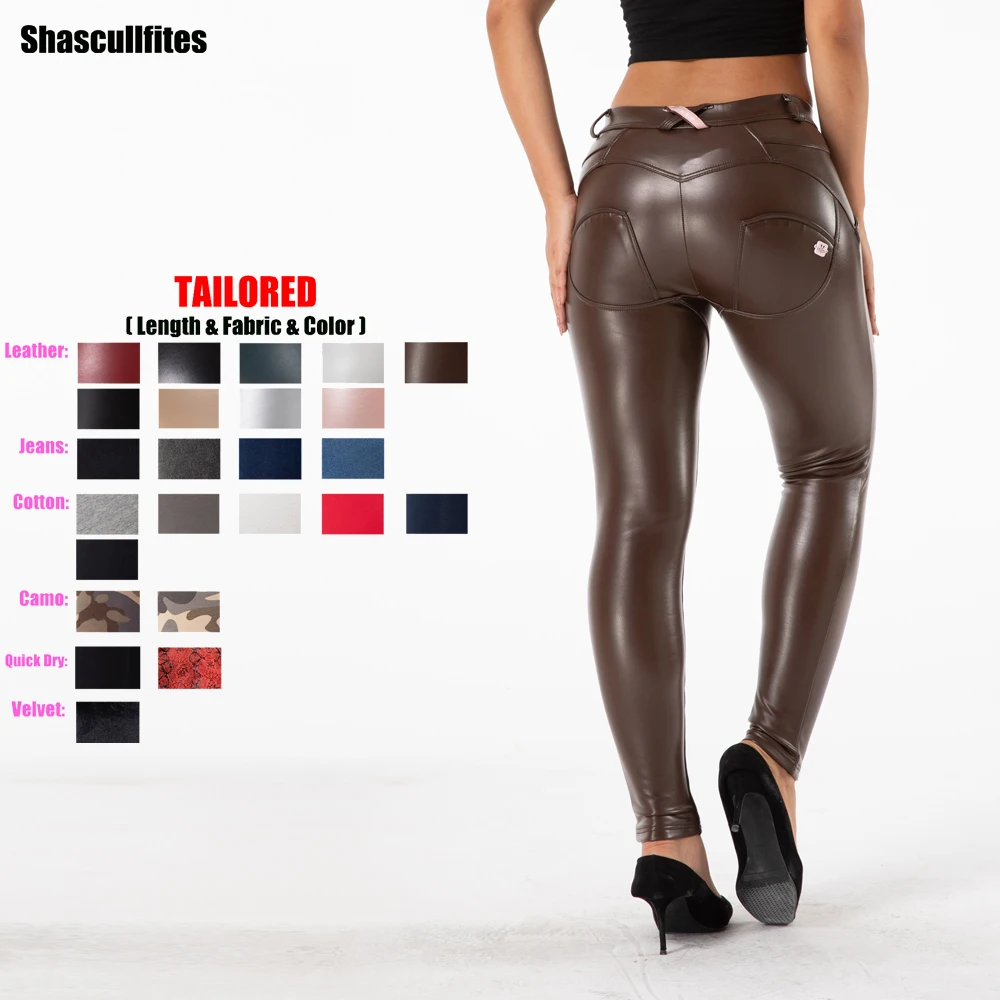 

Shascullfites Tailored Brown Faux Leather Pants Vegan Leather Leggings Womens Thick Warm Pants For Winter