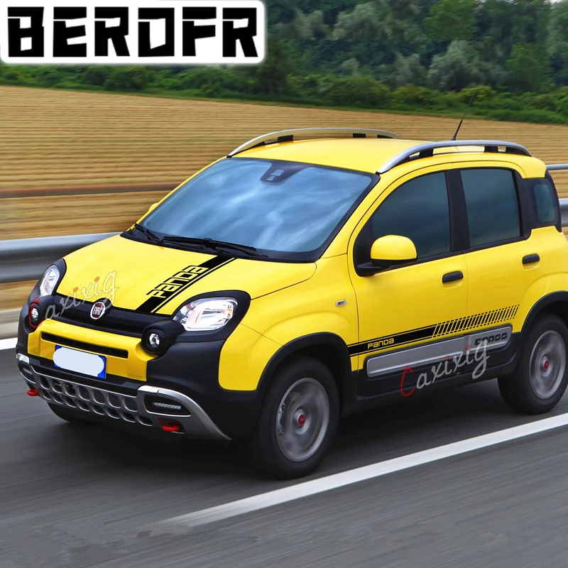 Car Body Door Side Skirt Decor Stickers Auto Bonnet Stripes Decal Per Fiat Panda Corss 4 X4 Off Raod Accessori Esterni