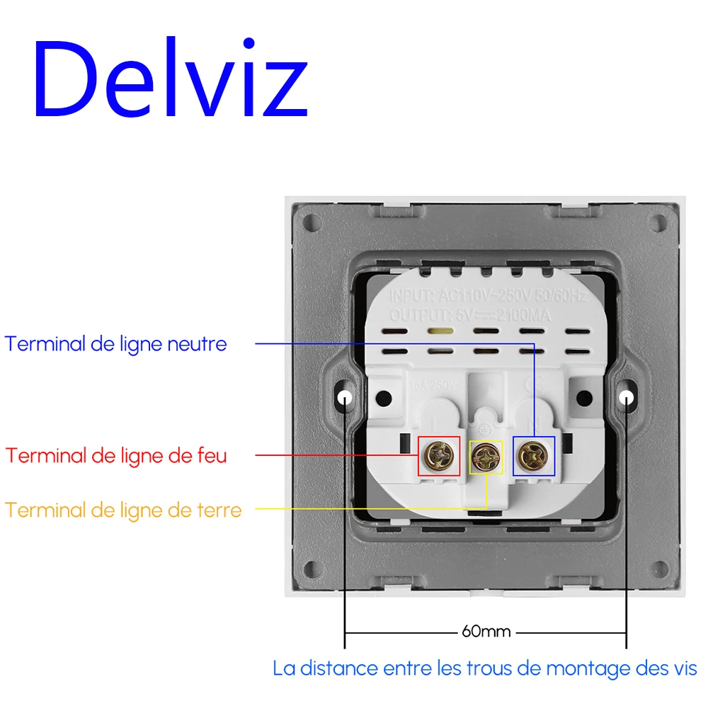 Delviz ściany gniazdo zasilania USB, wiele nowych Panel style, sypialnia gniazdo, AC 110V-250V 16A do montażu naściennego, podwójne usb Standard ue wylot