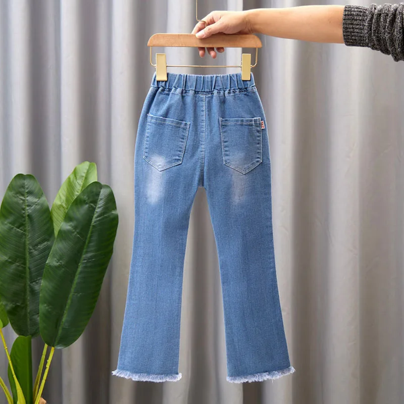 Girls Elastic Bow Denim Jeans 5