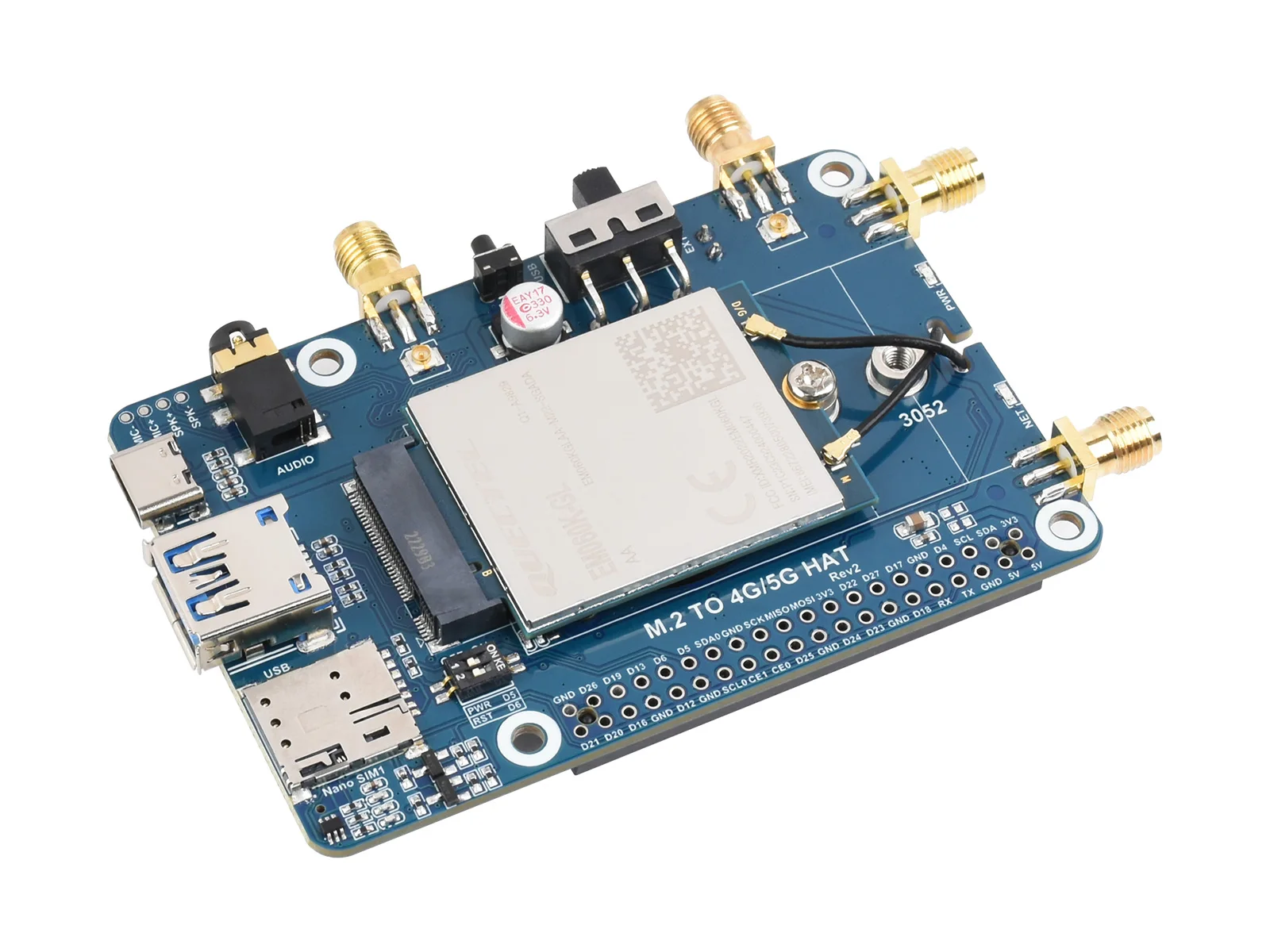

Диагностический модуль Raspberry Pi LTE Cat 6