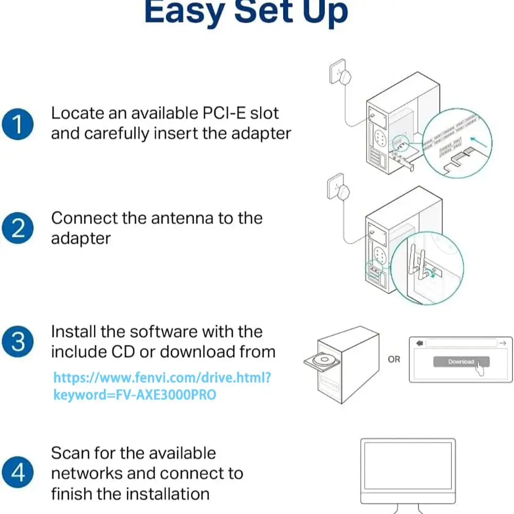 Adaptador Wi-fi sem Fio Fenvi para Desktop Placa de Rede Dissipador de Calor Antena de Alto Ganho Bluetooth 5.3 802.11ax 6e Ax210 Axe3000pro - Imagem 5