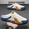 Men's Summer Casual Sports Shoes Lace-Up Slip-On Half Slippers Breathable Mesh Upper EVA Insole PVC Outsole Comfortable