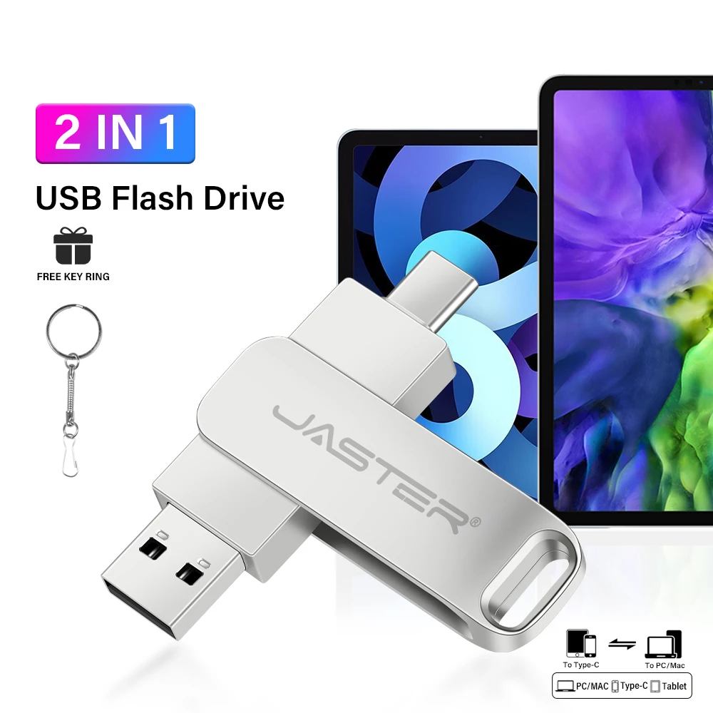 USB Flash Drive 2 in 1 Otg TYPE-C USB-C Metal Memory Stick 64G 2tb USB2.0 Dual C 128gb