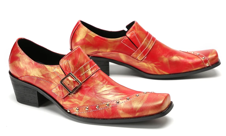 Herrenschuhe aus echtem Rindsleder, quadratische Zehenpartie, dicker Absatz, mit Nieten verziert, individuell gestaltbar, luxuriöses Schuhwerk für festliche Anlässe. – Detail 16