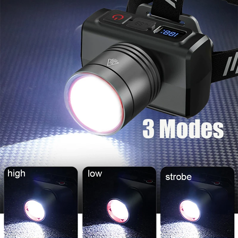 USB 충전식 헤드램프 초강력 헤드 라이트 모션 센서 전면 LED 헤드 플래시라이트 방수 야외 캠핑용 플래시