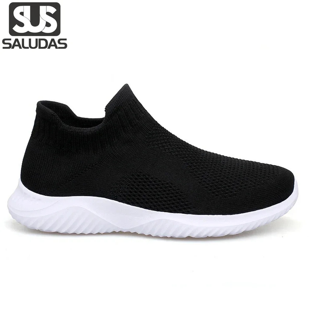 

SALUDAS Man Casual Shoes Soft Bottom Elastic Running Shoes Mesh Breathable Fitness Sports Shoes Flying Woven Jogging Sneakers