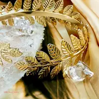 Retro Greek Roman Open Ended Leaf Bracelet Armband Upper Arm Cuff Armlet Festival Bridal Dance Jewelry 2