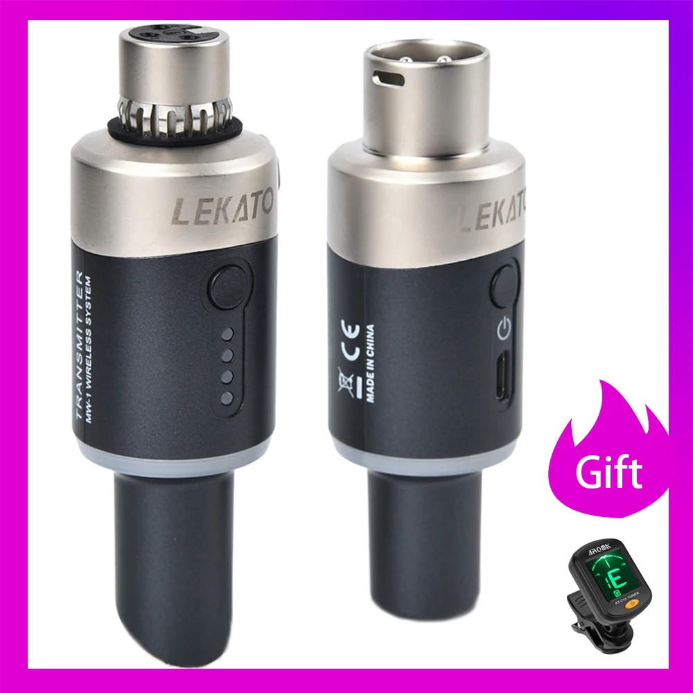 LEKATO MW-1 5.8GHz Automatic Transmitter Setup Wireless Microphone System  Plug On XLR Wireless Transmitter Receiver For Effector