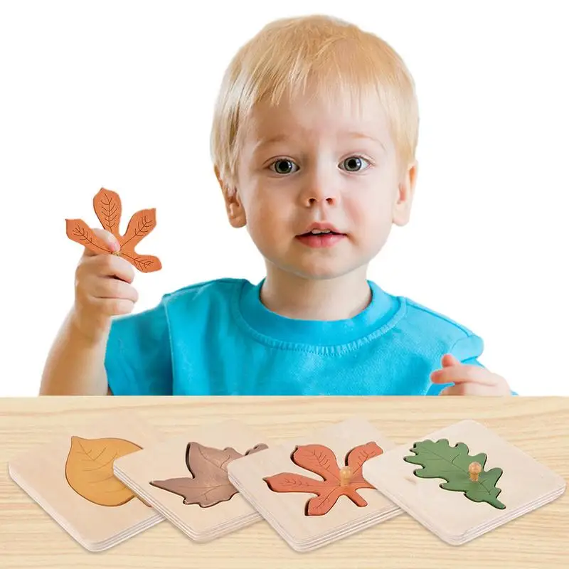 

Leaf Shape Puzzle Wooden Jigsaw Puzzles For Toddlers Educational Learning Stem Toys For Preschool Early Child Boys Girls Birthda