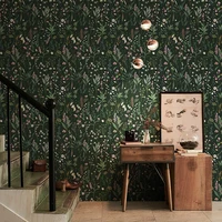 สีเขียวใบและดอกไม้ PVC วอลล์เปเปอร์ Self-กาวฤดูใบไม้ผลิเตาผิงสติกเกอร์กันน้ําห้องน้ํา PVC วอลล์เปเปอร์ตกแต่งบ้าน 5